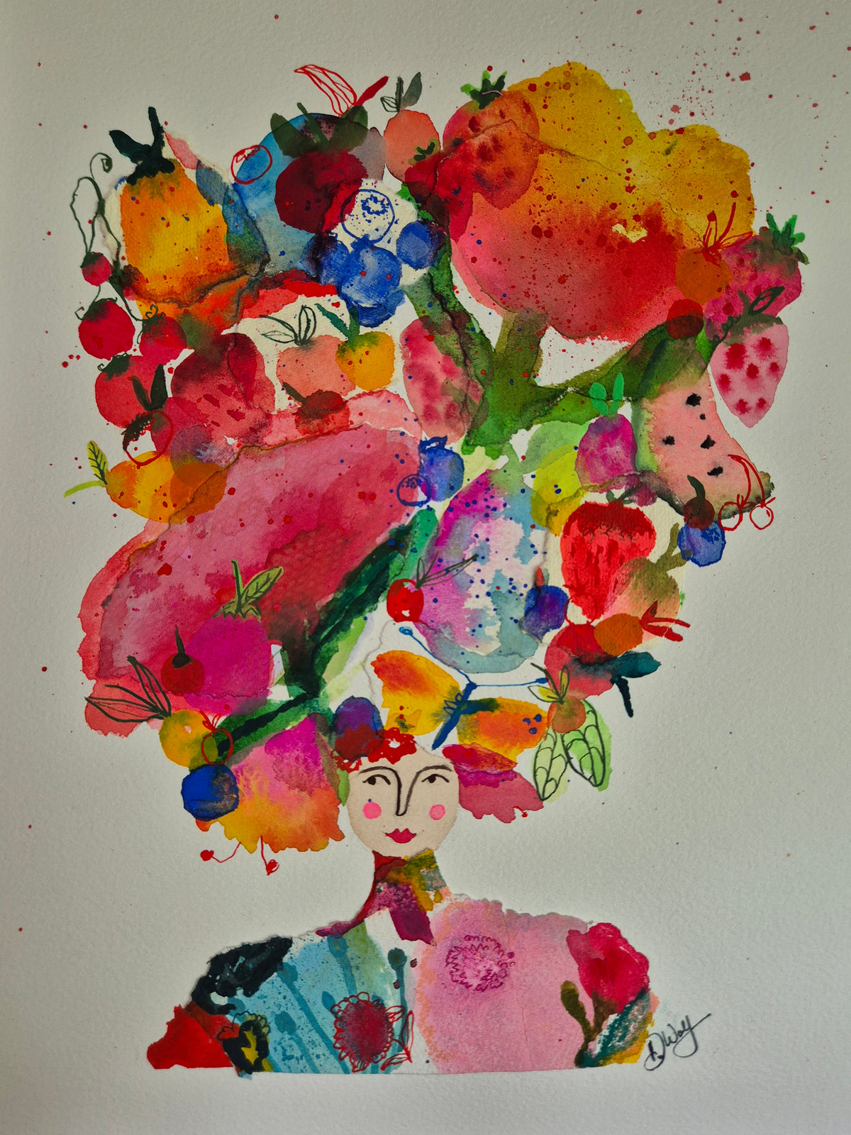 WOMAN IN PINK FLOWER DRESS ORIGINAL