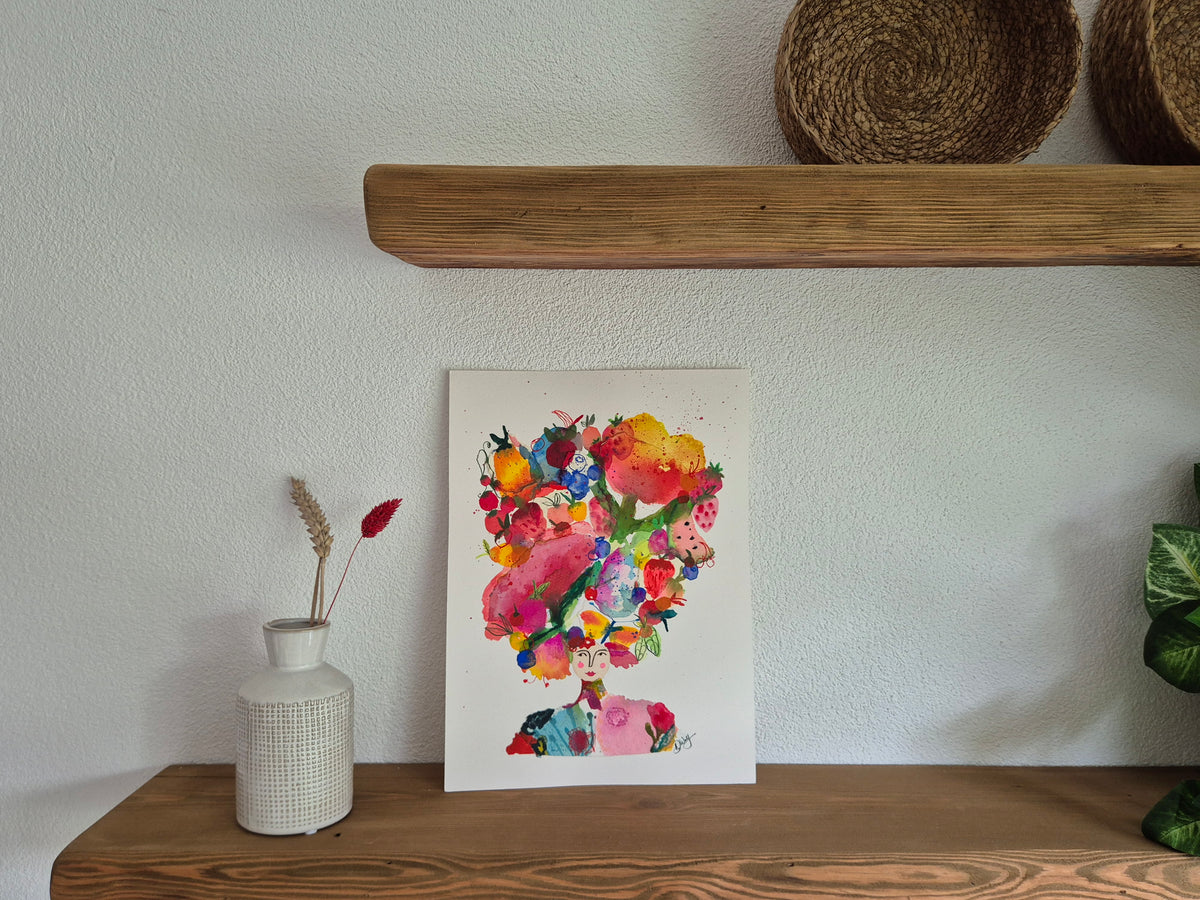 WOMAN IN PINK FLOWER DRESS ORIGINAL