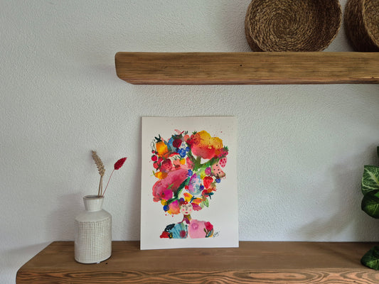 WOMAN IN PINK FLOWER DRESS ORIGINAL