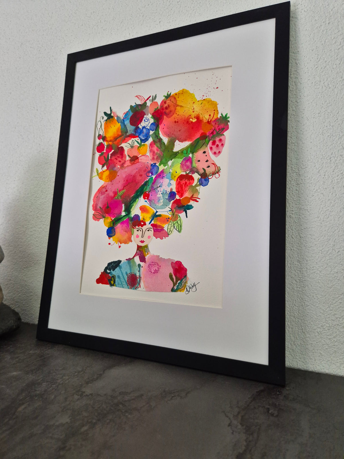 WOMAN IN PINK FLOWER DRESS ORIGINAL