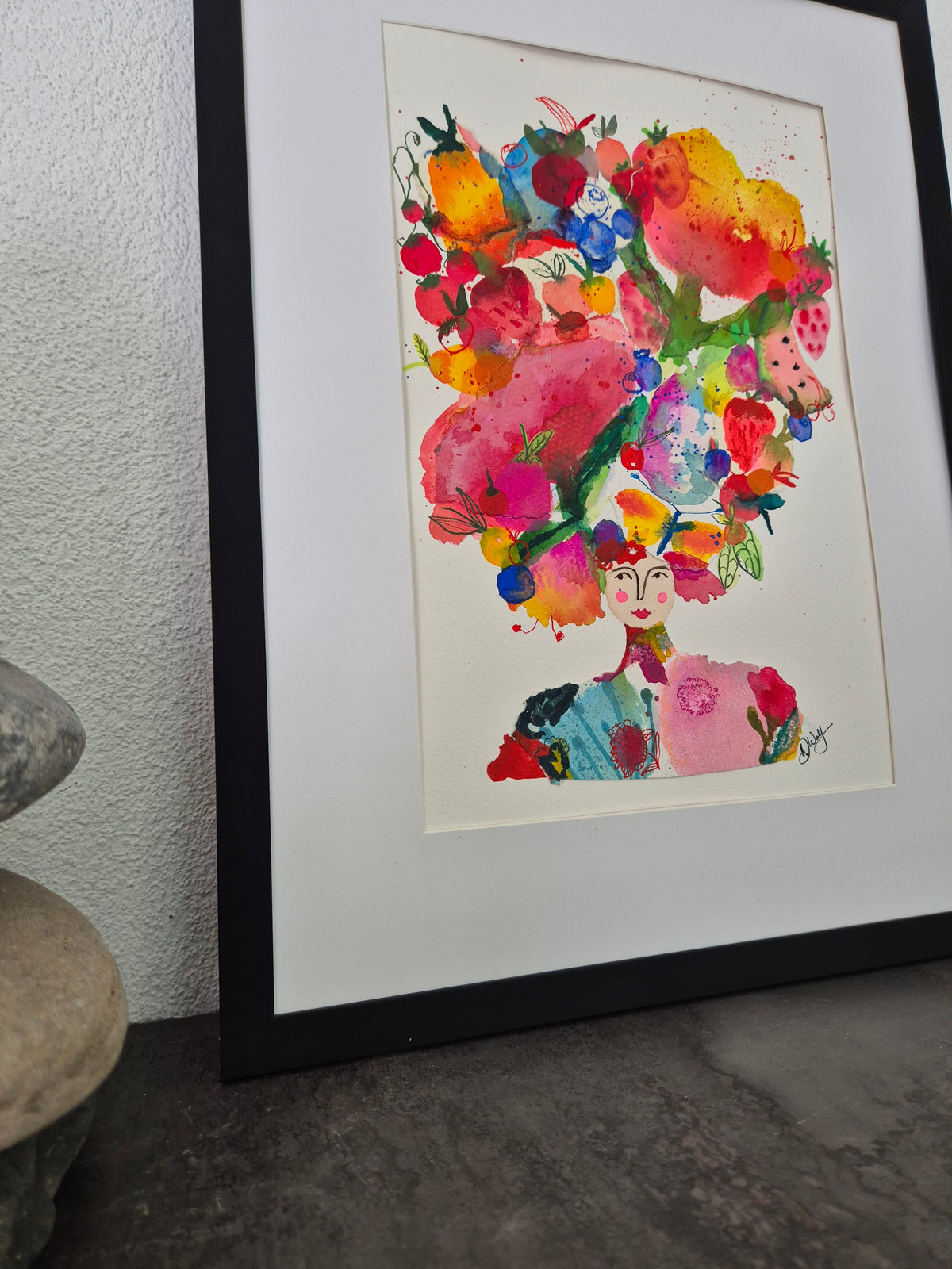 WOMAN IN PINK FLOWER DRESS ORIGINAL